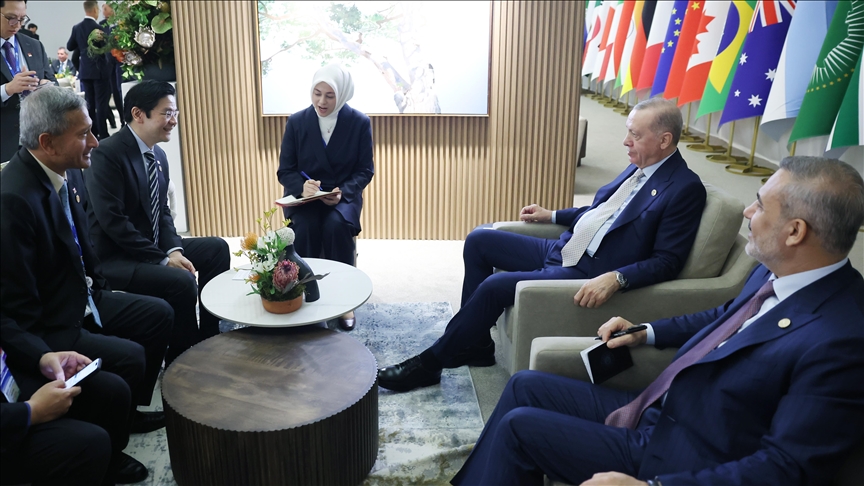  دیدار رئیس‌جمهور ترکیه و نخست‌وزیر سنگاپور در ژوهانسبورگ