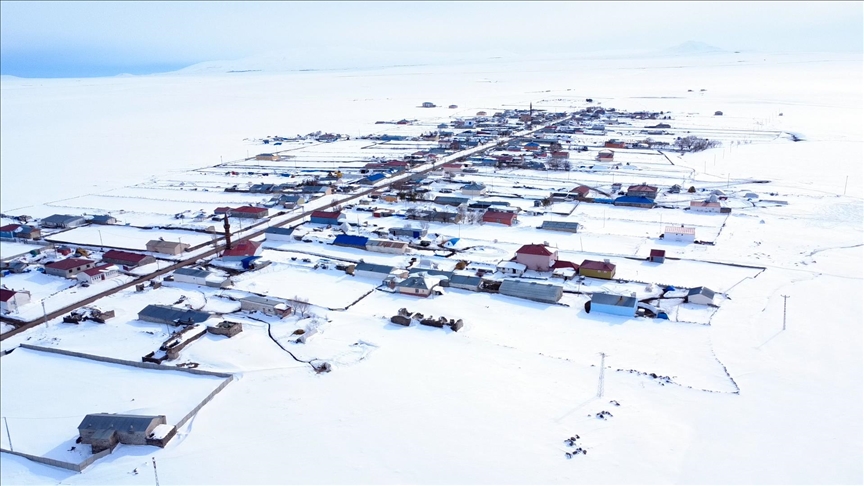 منظره برفی روستاهای قارص